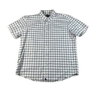 UNTUCKit Mens Short Sleeve Button Down Size XL White Blue Checkered Casual